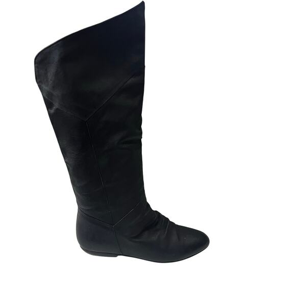 Vintage Sandra Miller Size 7.5 Black Genuine Leather Tall Riding Boots - Picture 3 of 9